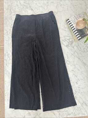 Chico's Black Lace Wide-Leg Trousers